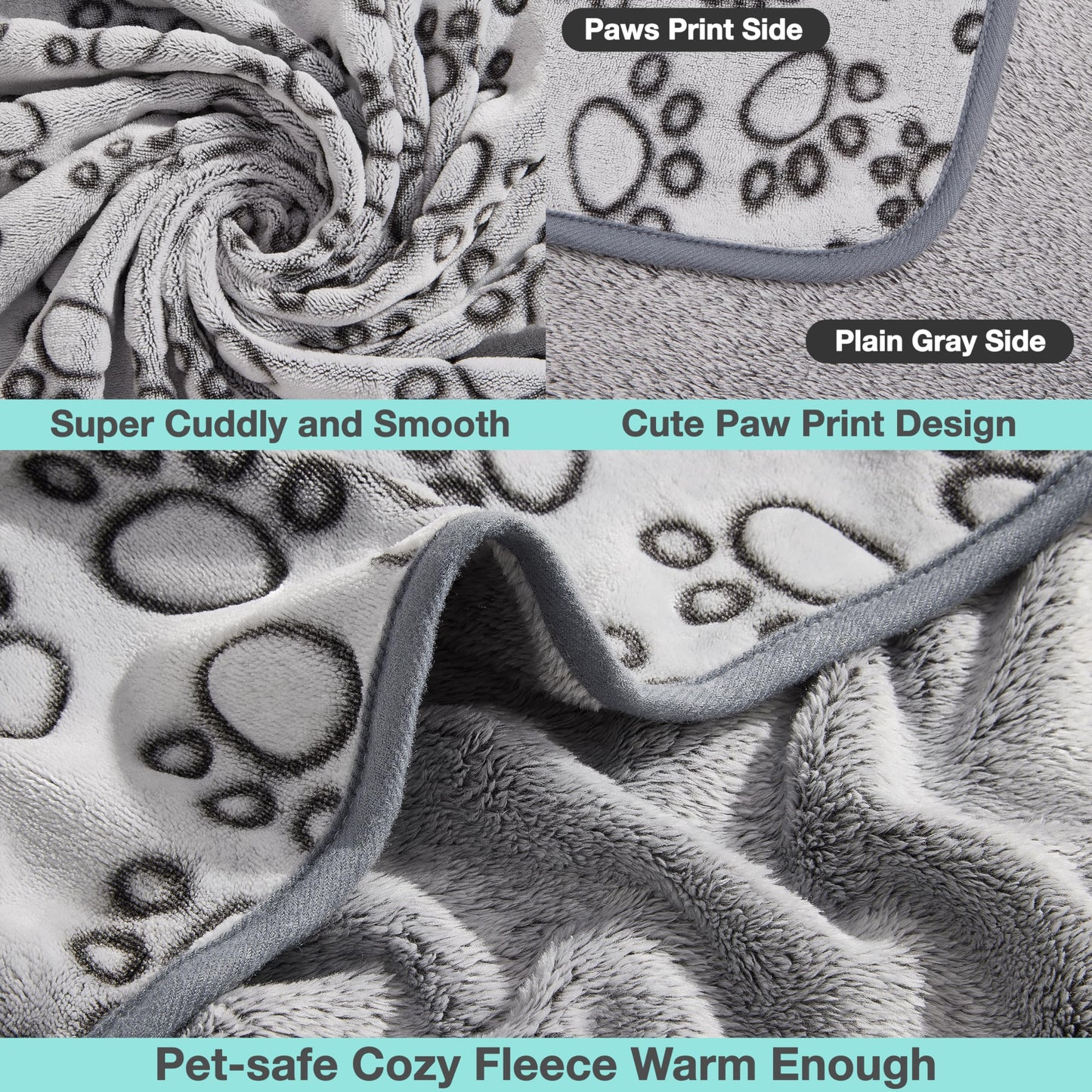 Stuffed® Premium Soft Dog Blanket Washable, 40"x32" Cat Blanket for Indoor Cats Large Medium Small Dog Gifts Puppy Essentials (Grey)